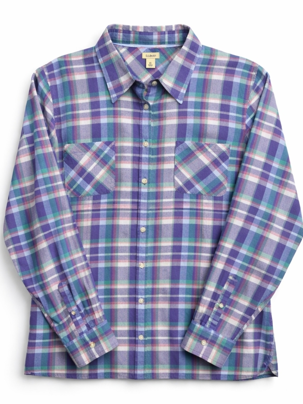 LL Bean Plaid Button Down Shirt XL 100% Cotton Long Sleeve Two Pockets